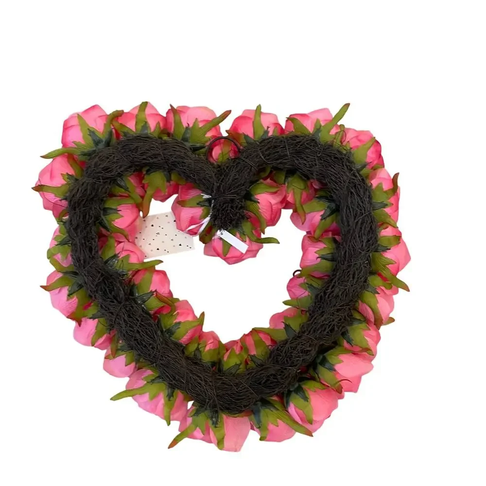 Nicole Miller Silk Rose Heart Wreath 16